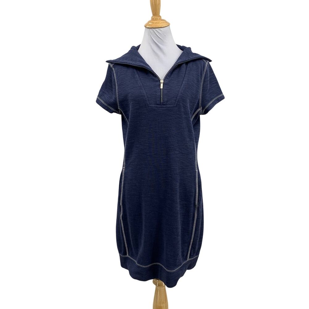 Tommy Bahama Dress Women S Small Blue Gray Tobago Bay Half Zip Short Sleeve Mini
